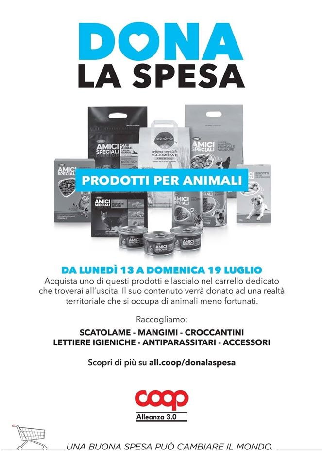 Locandina campagna "Dona la Spesa" Coop per animali.